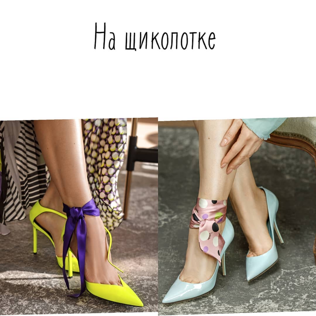 На руке и на щиколотке: стилист показала 3 варианта, как носить шелковый платок этим летом