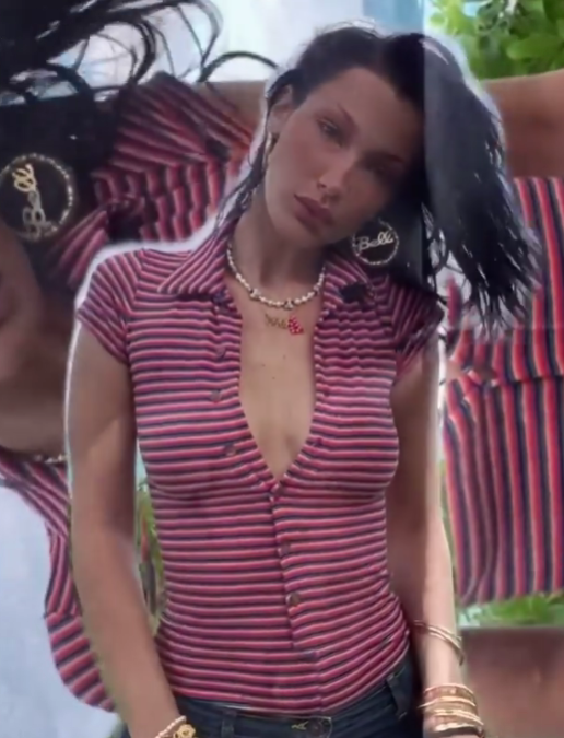 Топ на голое тело и широкие джинсы: Белла Хадид показала горячий пляжный образ