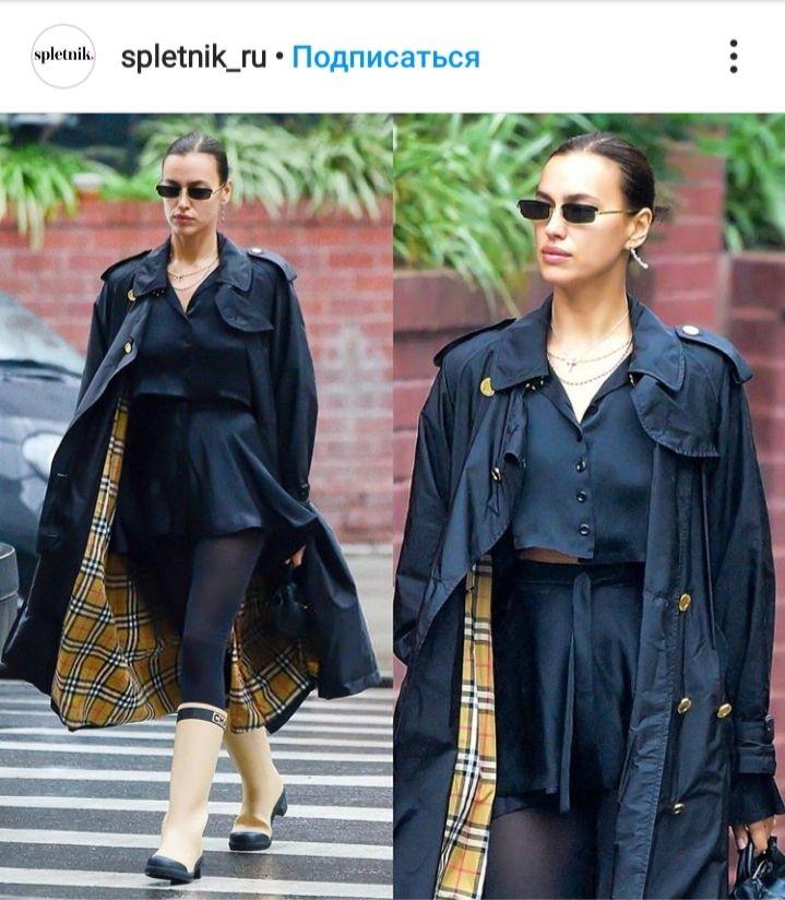 Тренч и резиновые сапоги: Ирина Шейк показала, как оставатися стильной в непогоду
