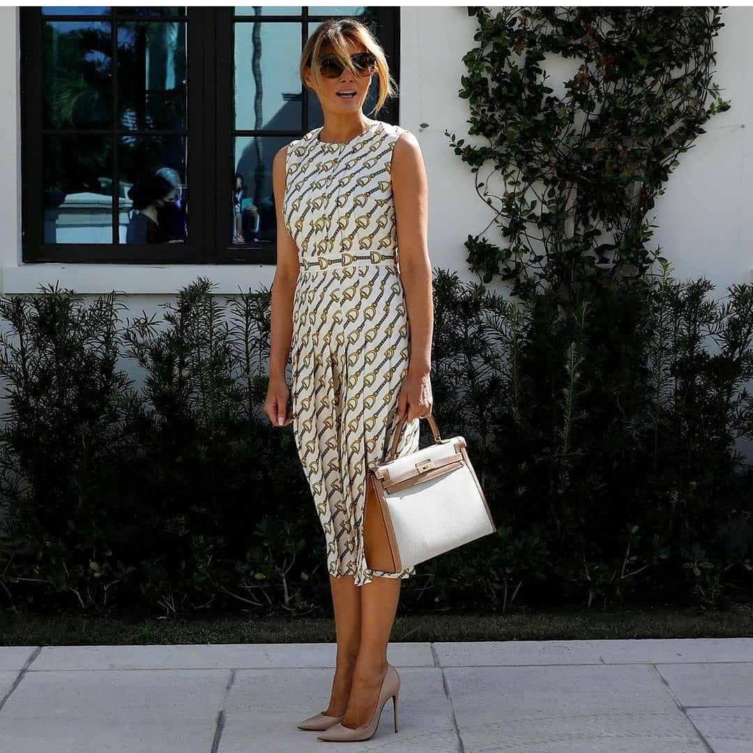 Меланія Трамп захопила стрункою фігурою в ефектній сукні від Gucci