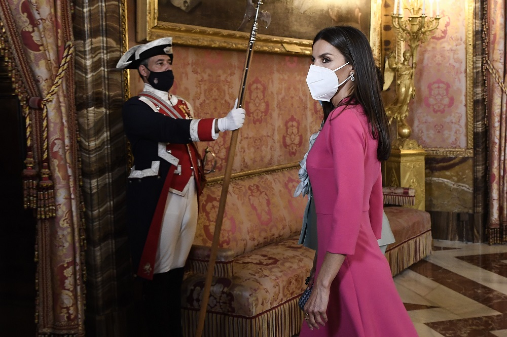 Яскраве плаття і човники з принтом: королева Летиція показала стильний образ на вихід