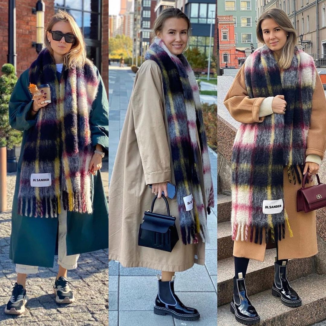 Яскраві кольори, величезний розмір: стиліст показала, як носити шарф цієї осені